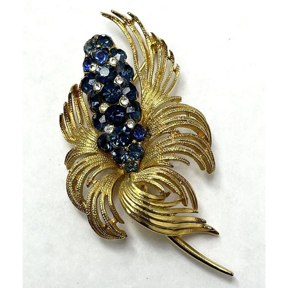 Vintage Corocraft Blue Stone Brooch Pin - Picture 1 of 6